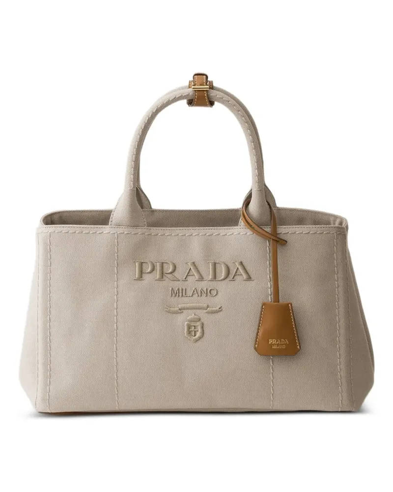 Prada Jardinière large cotton canvas handbag - Nude Nude