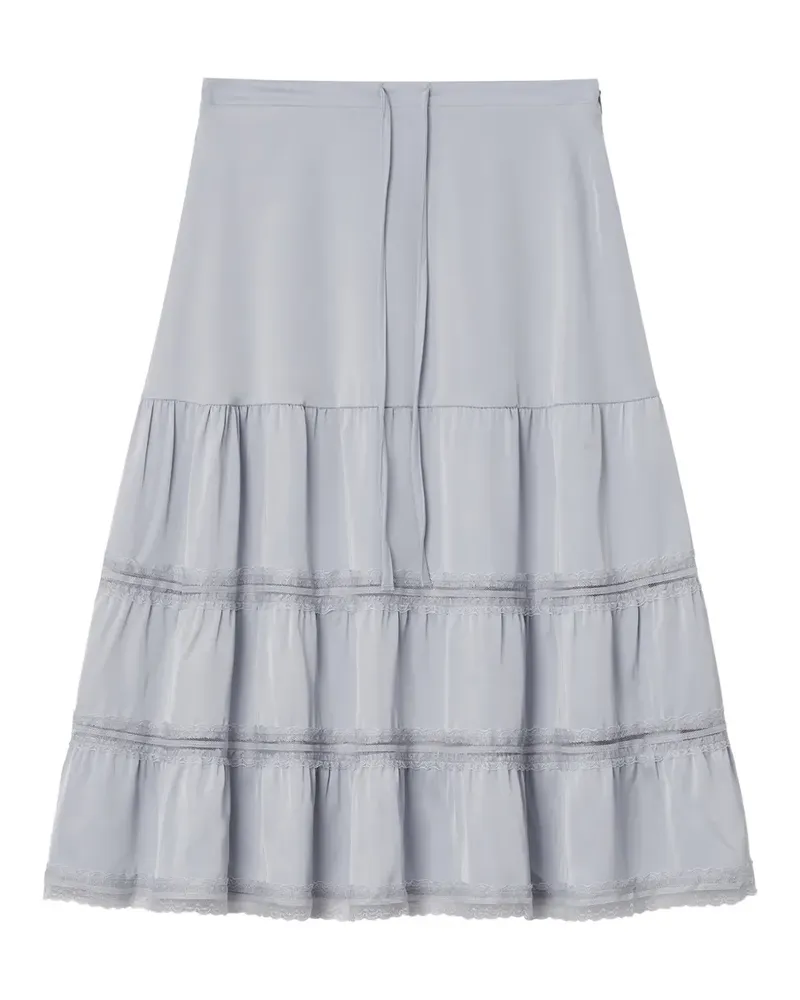 b+ab lace-trim tiered midi skirt - Blau Blau