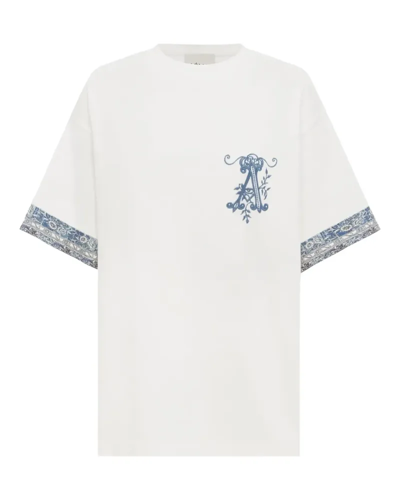 ALEMAIS embroidered-cuff t-shirt - Weiß Weiß