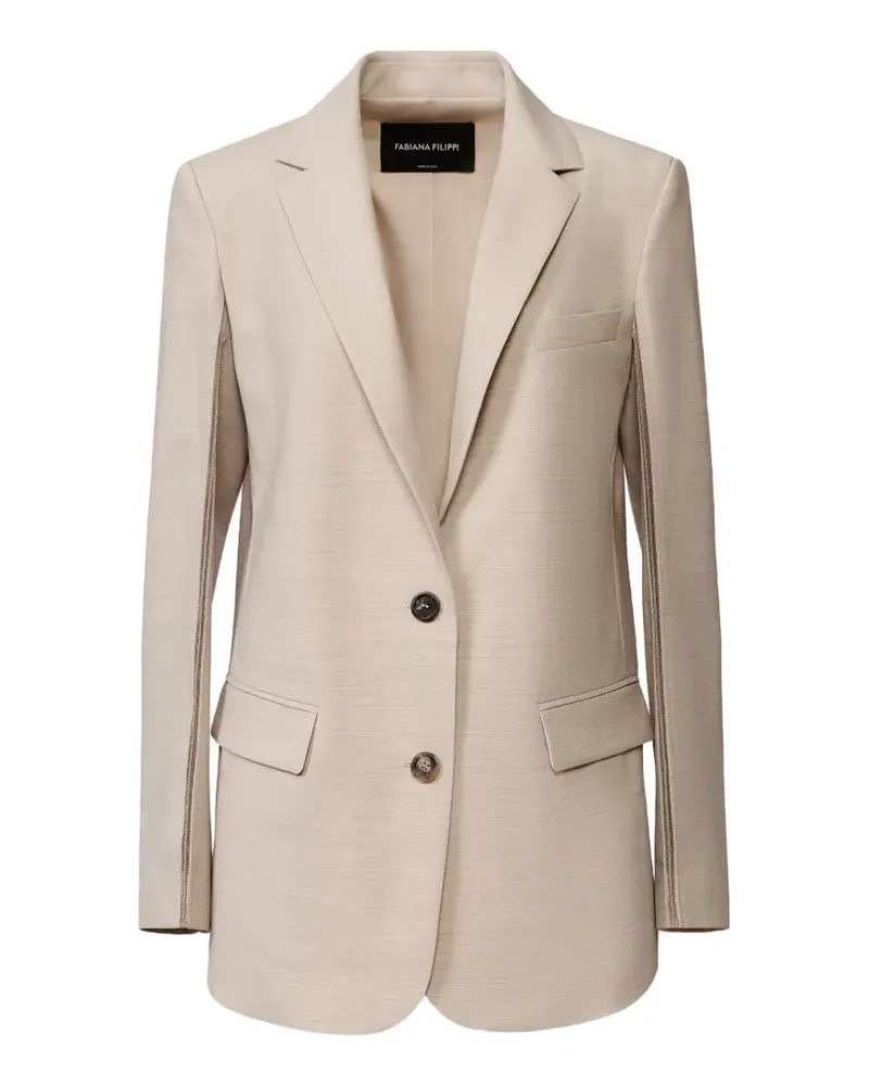 Fabiana Filippi beaded-trim single-breasted blazer - Nude Nude