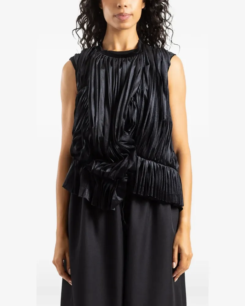 Comme des Garçons pleated draped top - Schwarz Schwarz