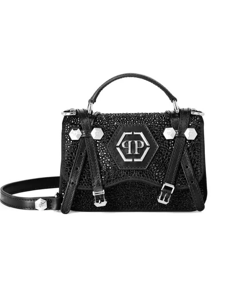 Philipp Plein Kleine Hexagon Clutch mit Strass - Schwarz Schwarz