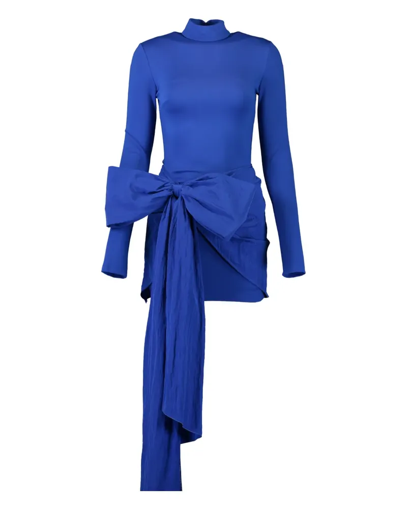 David Koma long-sleeve bow-detail mini dress - Blau Blau