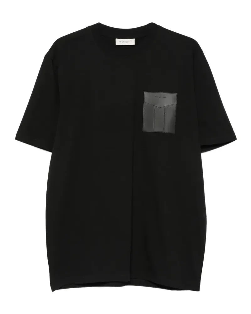 Yes London T-Shirt mit aufgesetzter Ledertasche - Schwarz Schwarz