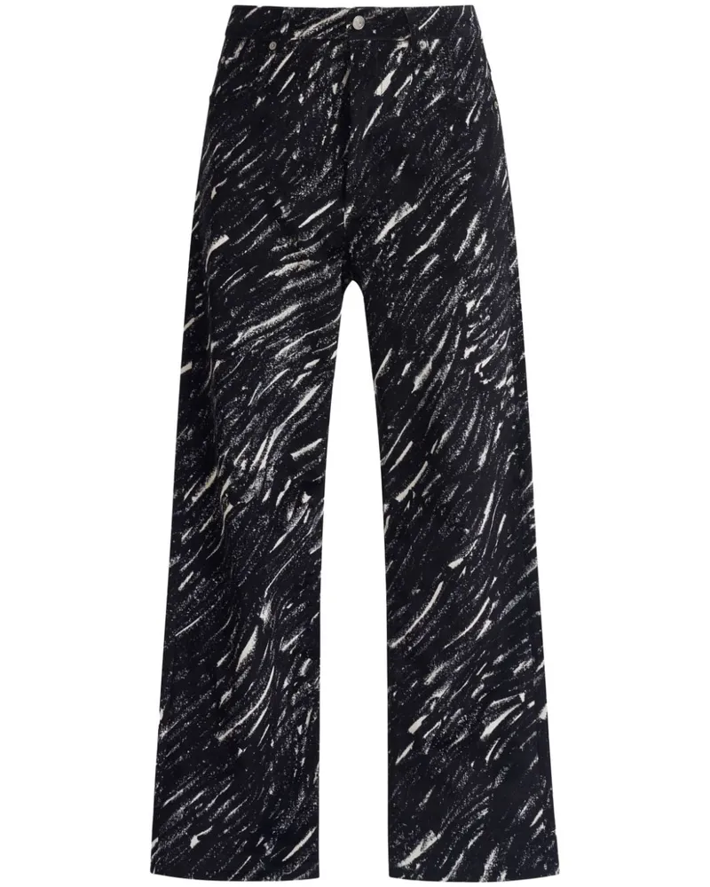 Marni Beflockte Wide-Leg-Jeans - Schwarz Schwarz