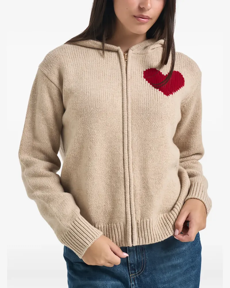 MC2 Saint Barth beige Kyla wool-knit hoodie with St. Barth intarsia - Nude Nude