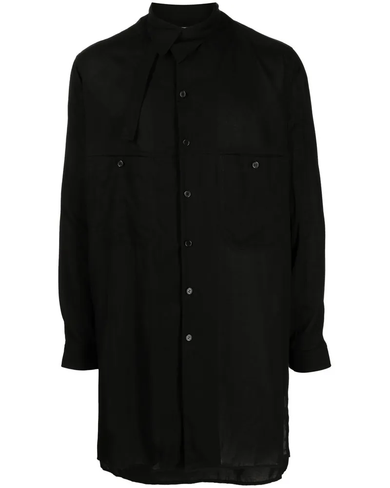 Yohji Yamamoto Hemd mit asymmetrischem Kragen - Schwarz Schwarz