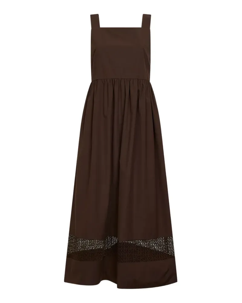 Max Mara lace-insert gathered maxi dress - Braun Braun