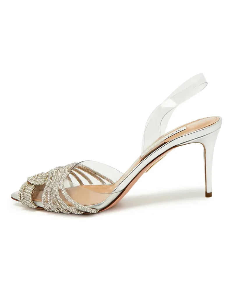 Aquazzura Gatsby Slingback-Pumps mit Kristallen 105mm - Silber Silber