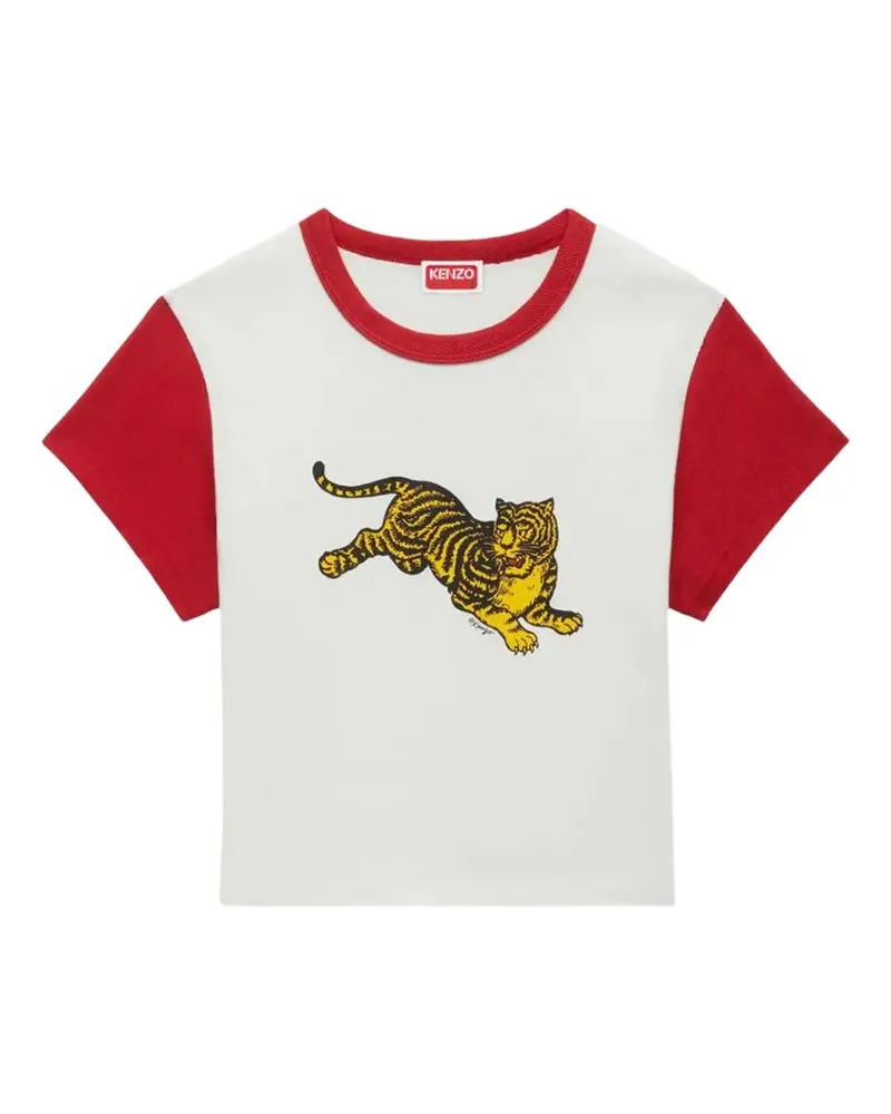 Kenzo jumping tiger cropped cotton T-shirt - Weiß Weiß