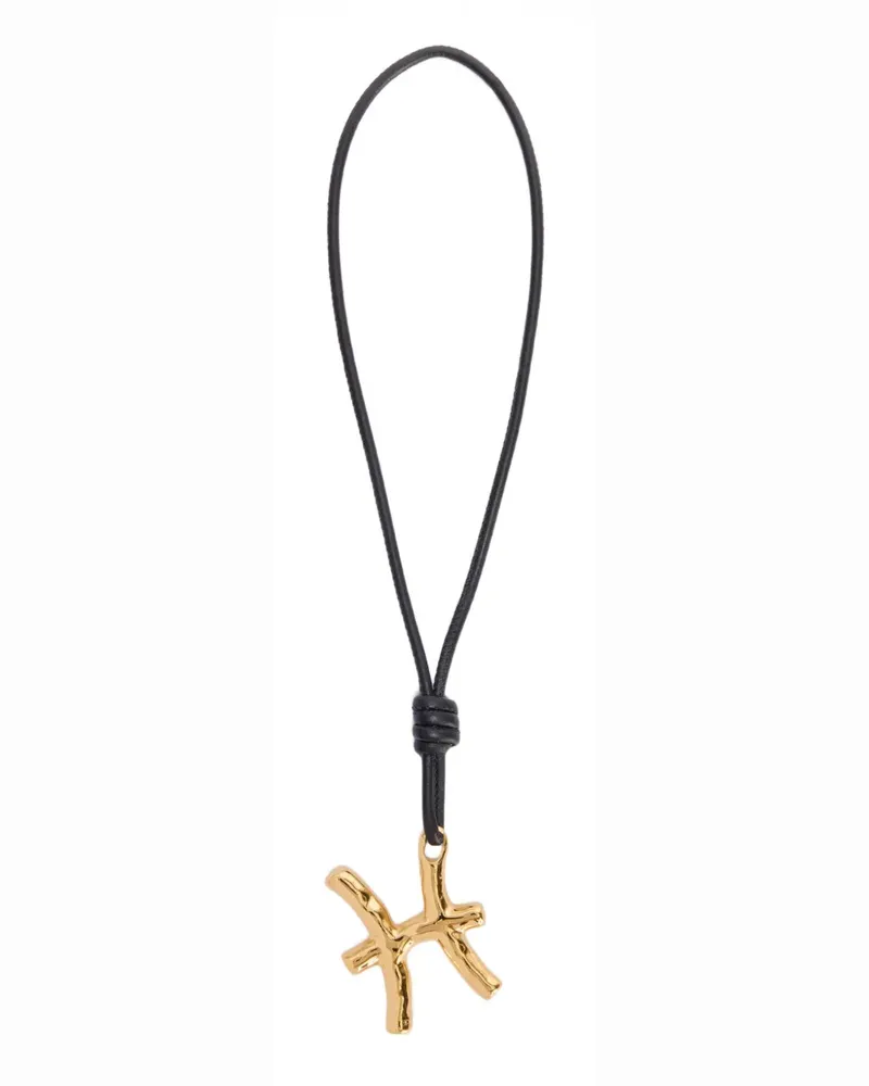 Jil Sander Zodiac charm leather necklace - Gold Gold