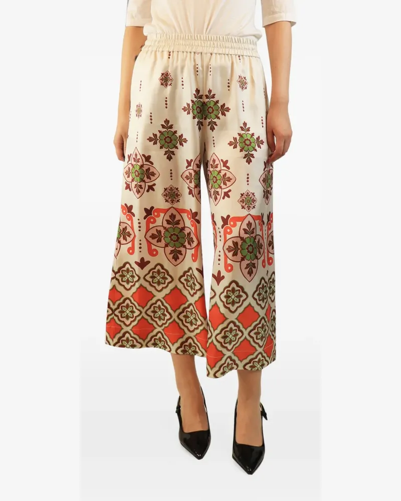 La DoubleJ printed wide-leg trousers - Nude Nude