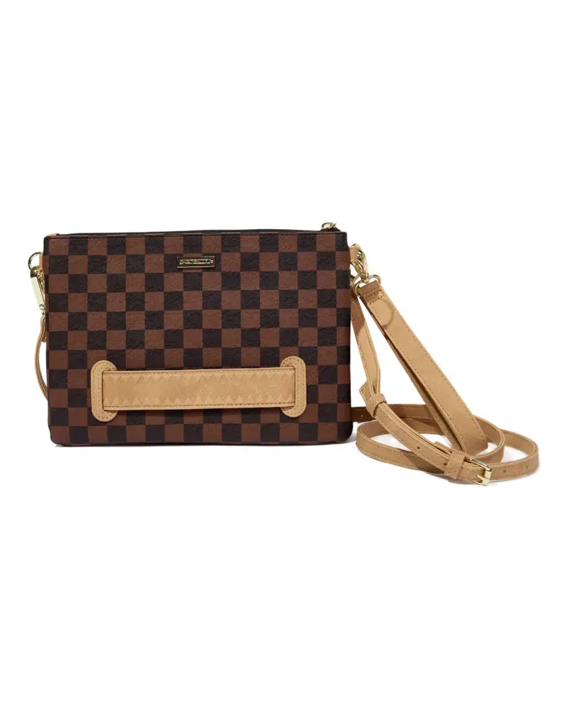 Sprayground Hennyville Clutch mit Hai-Karo - Braun Braun