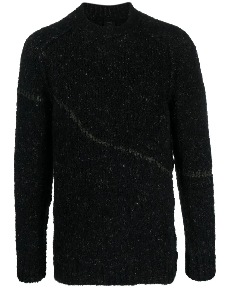 TRANSIT Melierter Pullover mit Streifendetail Schwarz