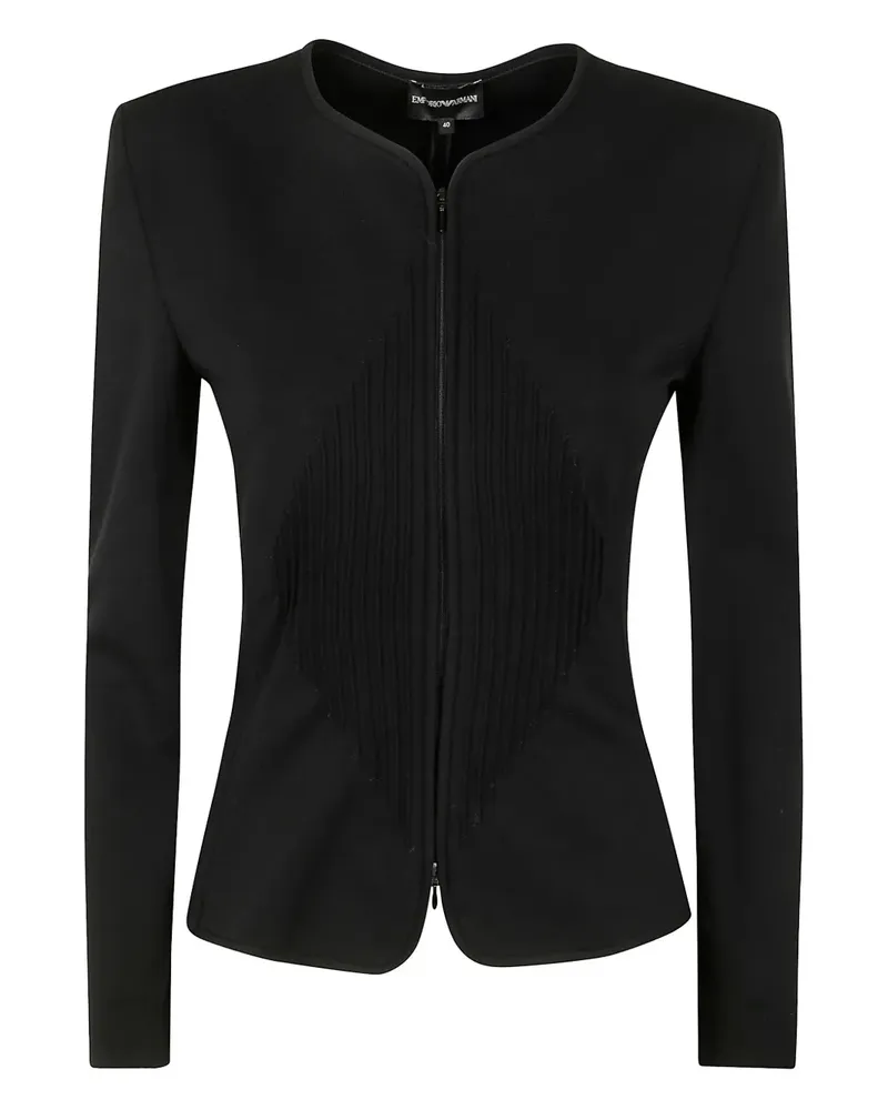 Emporio Armani Schulterpolster-Jacke mit Milano-Stickerei - Schwarz Schwarz
