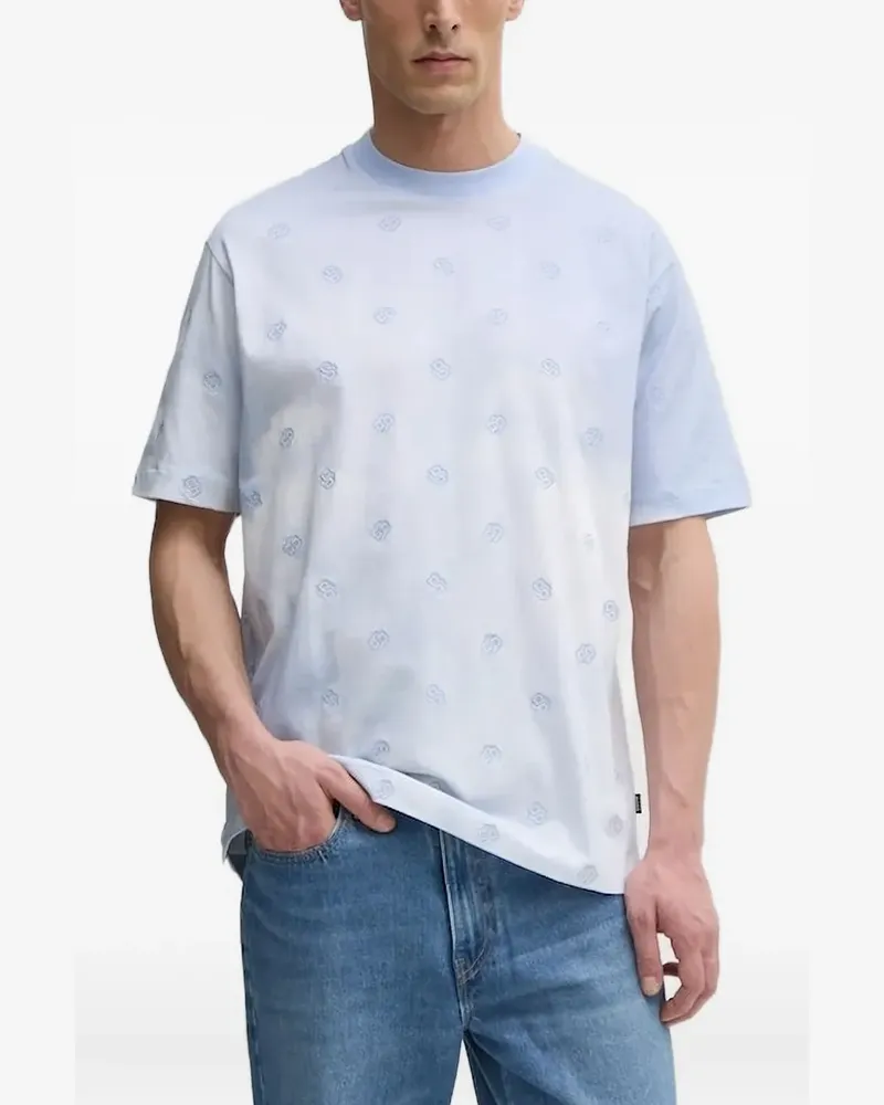 HUGO BOSS T-Shirt mit Logo-Stickerei - Blau Blau