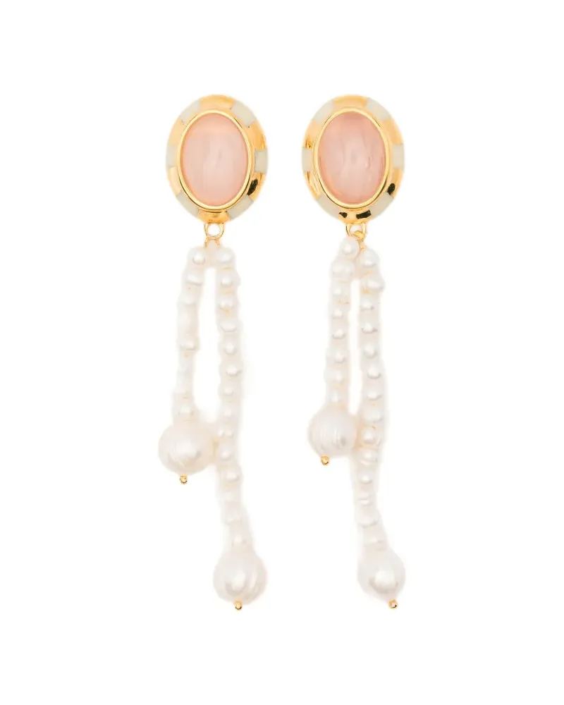 Aurélie Bidermann Mirasol oval drop pearl earrings - Gold Gold