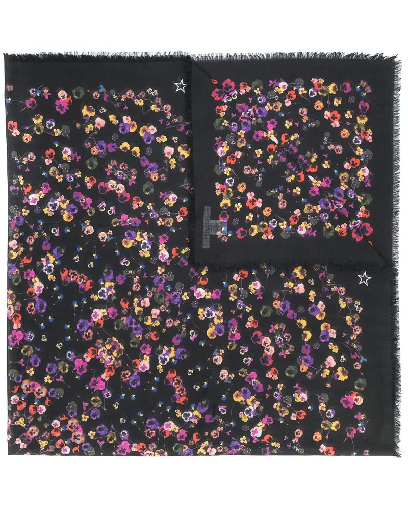 Givenchy Schal mit Stiefmütterchen-Print - Schwarz Schwarz