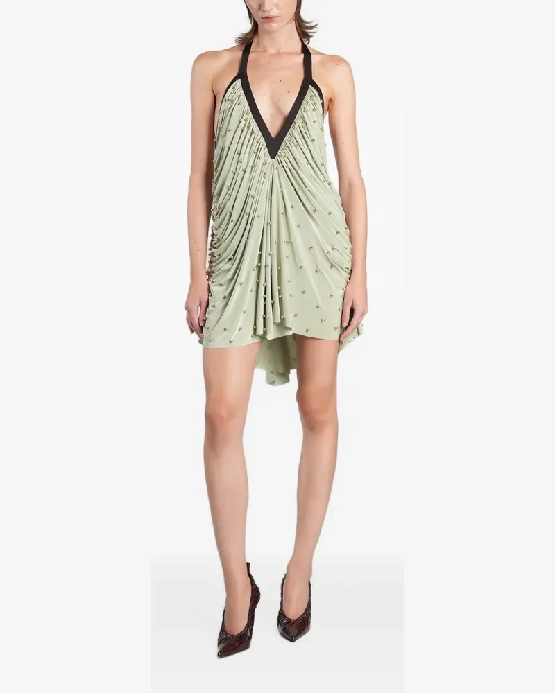 SIEDRES Sage beaded draped mini dress - Grün Grün