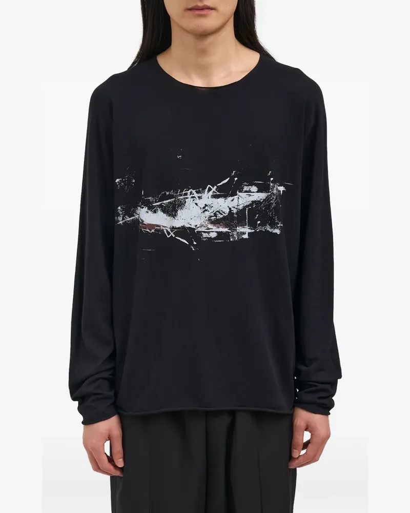 Isabel Benenato graphic-print long-sleeve top - Schwarz Schwarz