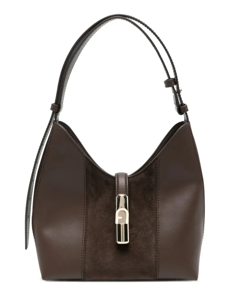 Furla Schultertasche mit Wildledereinsätzen - Braun Braun