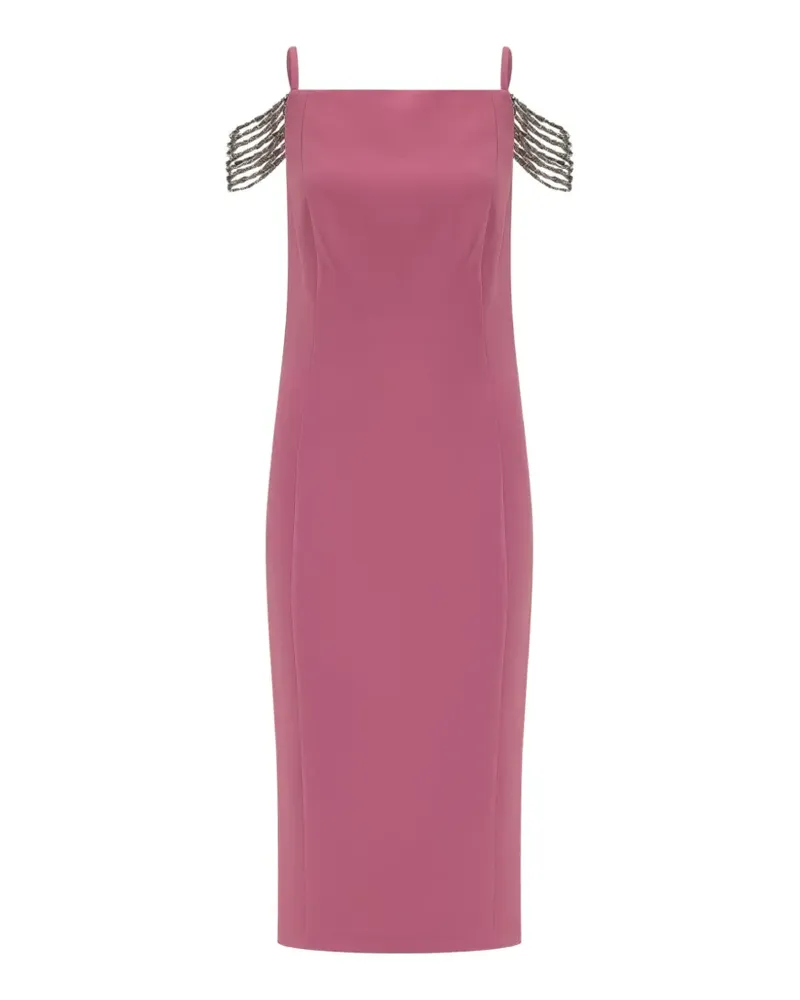 Pinko chain-embellished cold-shoulder midi dress - Rosa Rosa