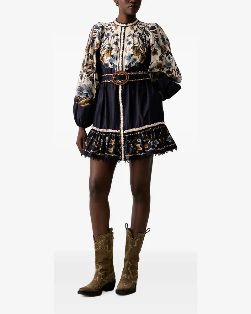 FARM Rio Minikleid mit Blumenprint - Blau Blau