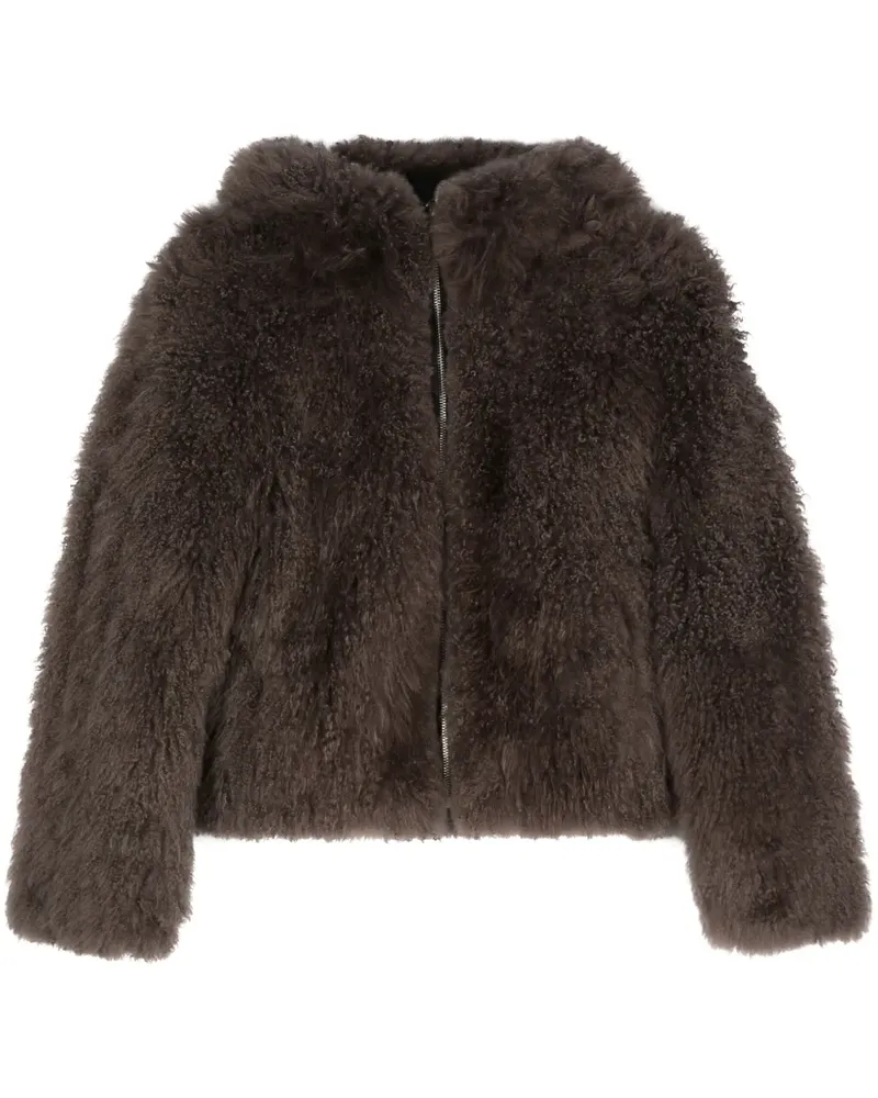 Liska Kaschmir-Kapuzenjacke mit Pelz - Braun Braun