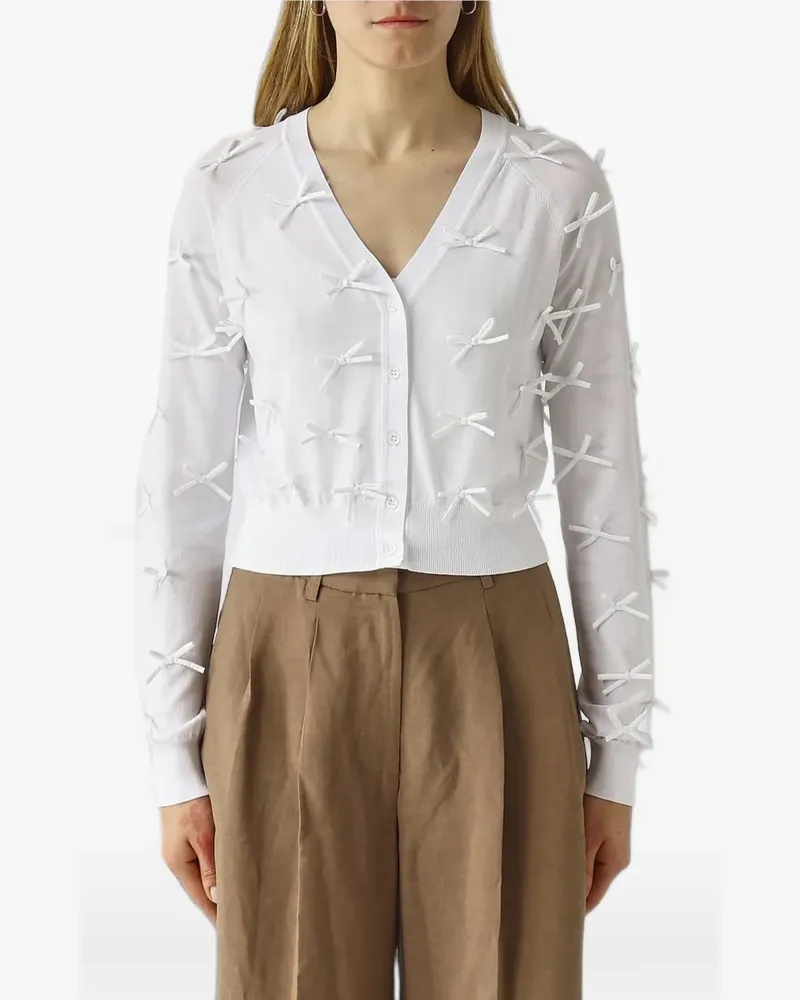 MEIMEIJ Cardigan mit Schleife - Weiß Weiß