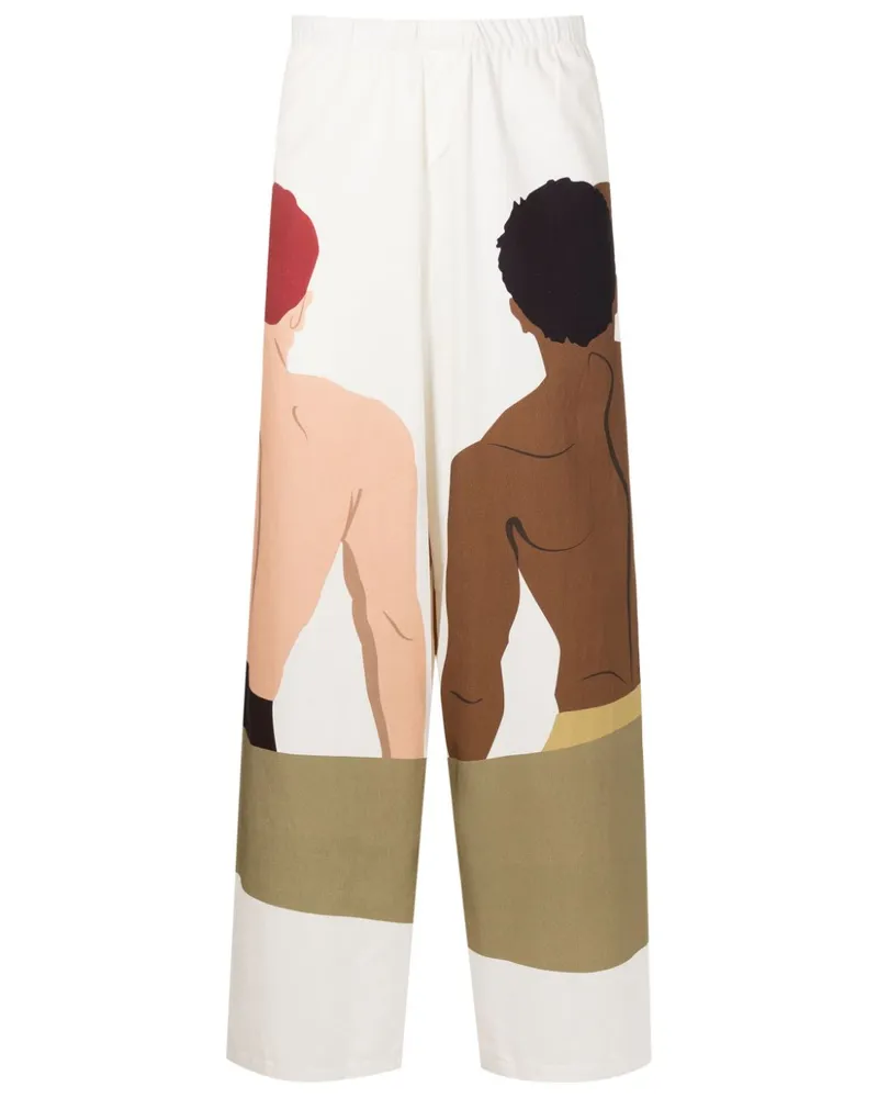 Amir Slama Wide-Leg-Hose mit Print - Nude Nude