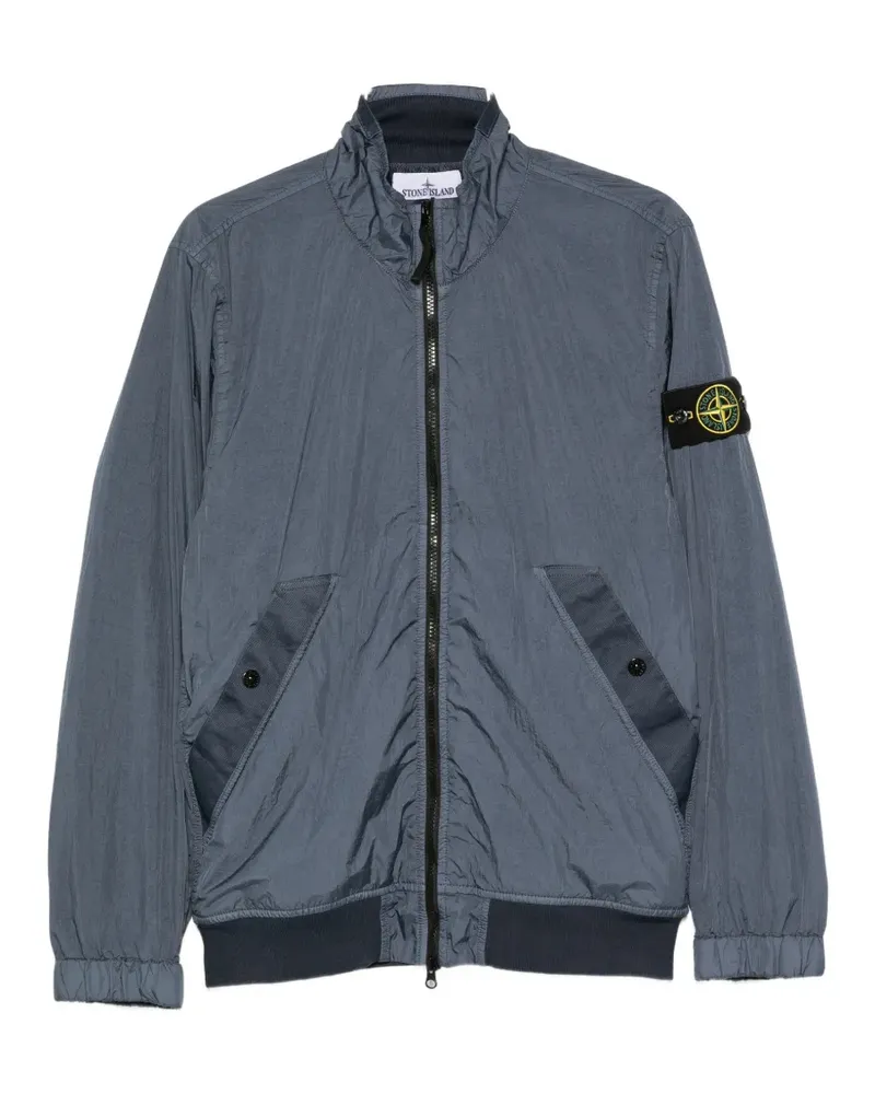 Stone Island logo-patch zip-up jacket - Blau Blau