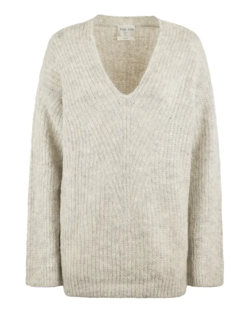 forte_forte V-neck sweatshirt - Nude Nude