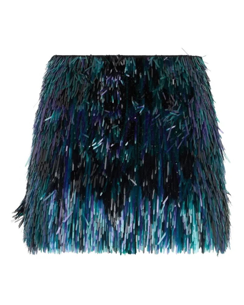 Alberta Ferretti fringe-detail mini skirt - Blau Blau