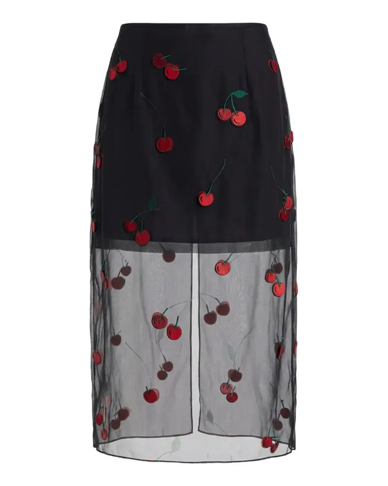 Monse cherry-embroidered sheer midi skirt - Schwarz Schwarz