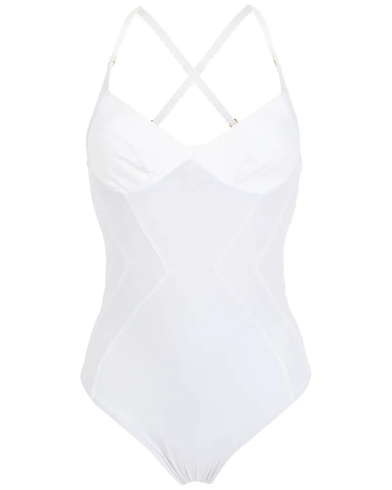 Amir Slama Bustier-Badeanzug mit Kontrasteinsatz - Weiß Weiß
