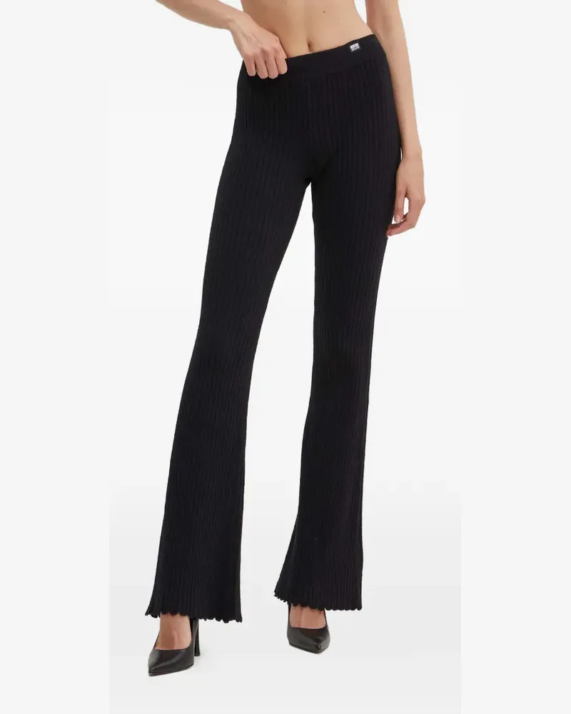 Moschino Gerippte Leggings mit Wellensaum - Schwarz Schwarz