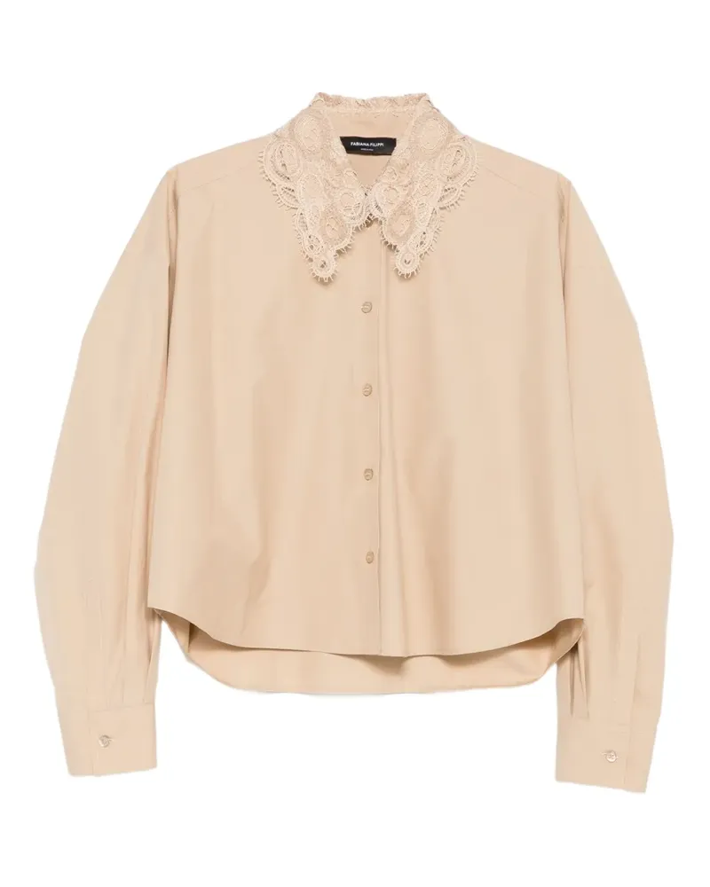 Fabiana Filippi Button-down-Hemd mit Spitzenbesatz - Nude Nude