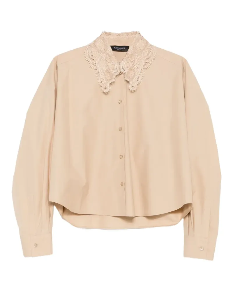 Fabiana Filippi lace-trimmed button-down shirt - Nude Nude