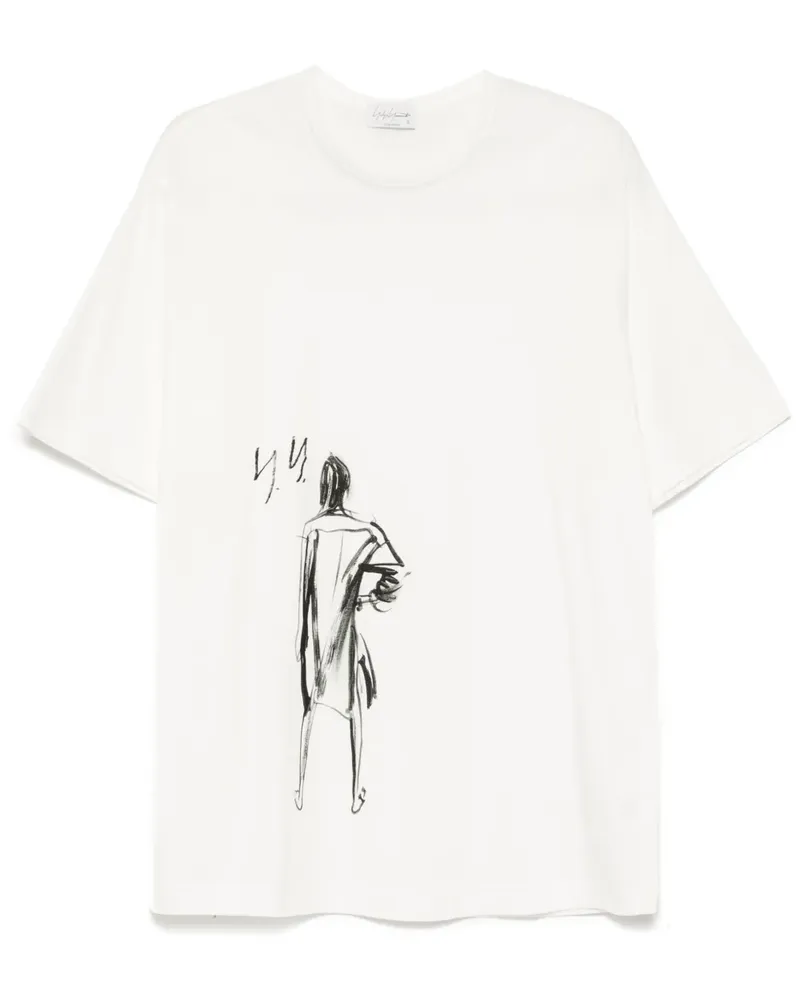 Yohji Yamamoto T-Shirt mit Print - Weiß Weiß