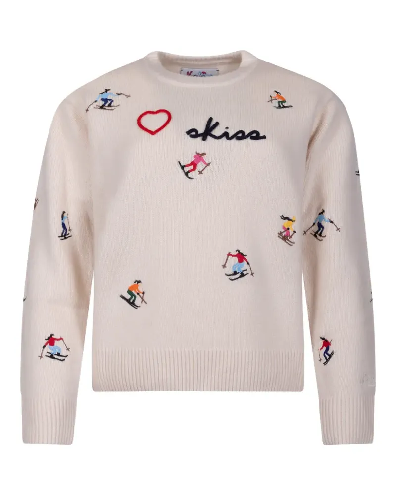 MC2 Saint Barth Naturweißer Kyla Pullover mit Rundhalsausschnitt und Skiss-Stickerei - Nude Nude