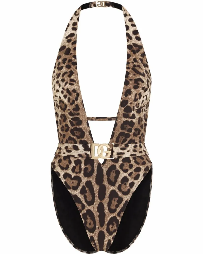 Dolce & Gabbana Badeanzug mit Leoparden-Print - Braun Braun