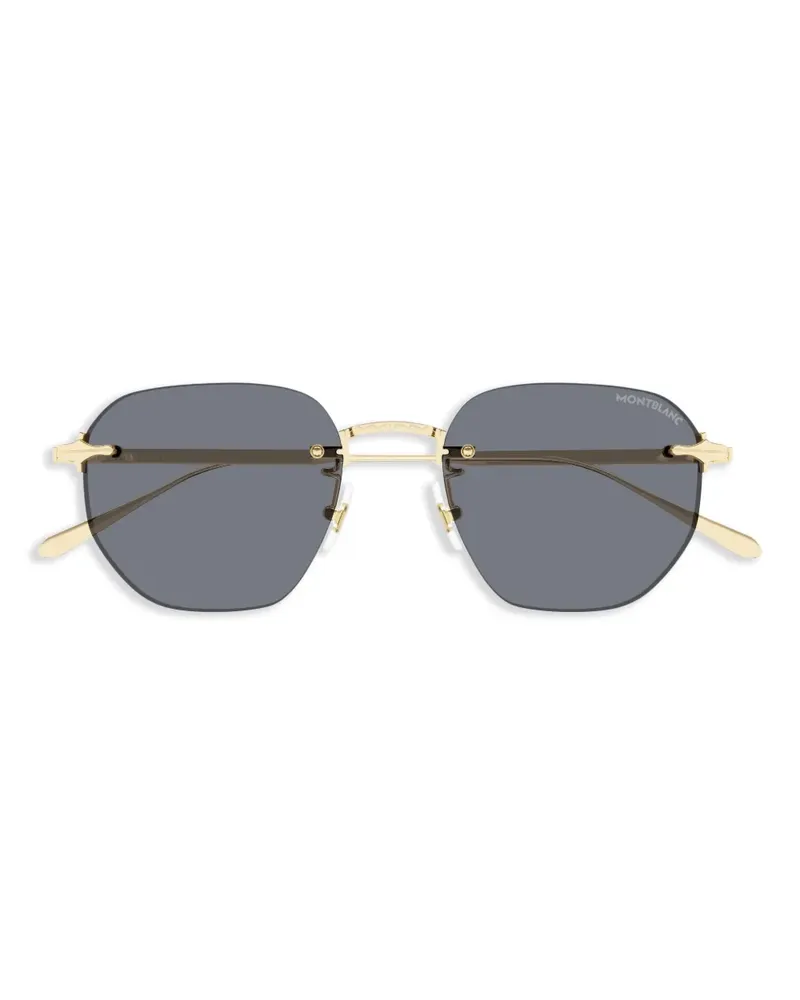 Montblanc Sonnenbrille mit eckigem Gestell - Gold Gold