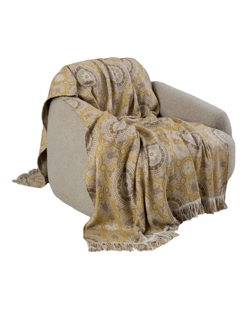 Frette Gemusterte Gipsy Bettdecke mit Fransen - Nude Nude