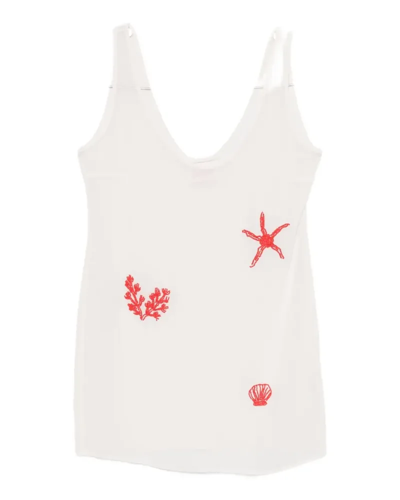 MC2 Saint Barth Raya bead-embellished semi-sheer mini dress - Nude Nude