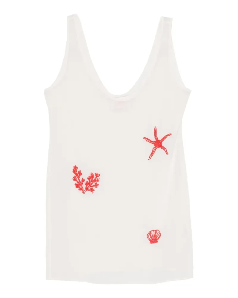 MC2 Saint Barth Raya bead-embellished semi-sheer mini dress - Nude Nude