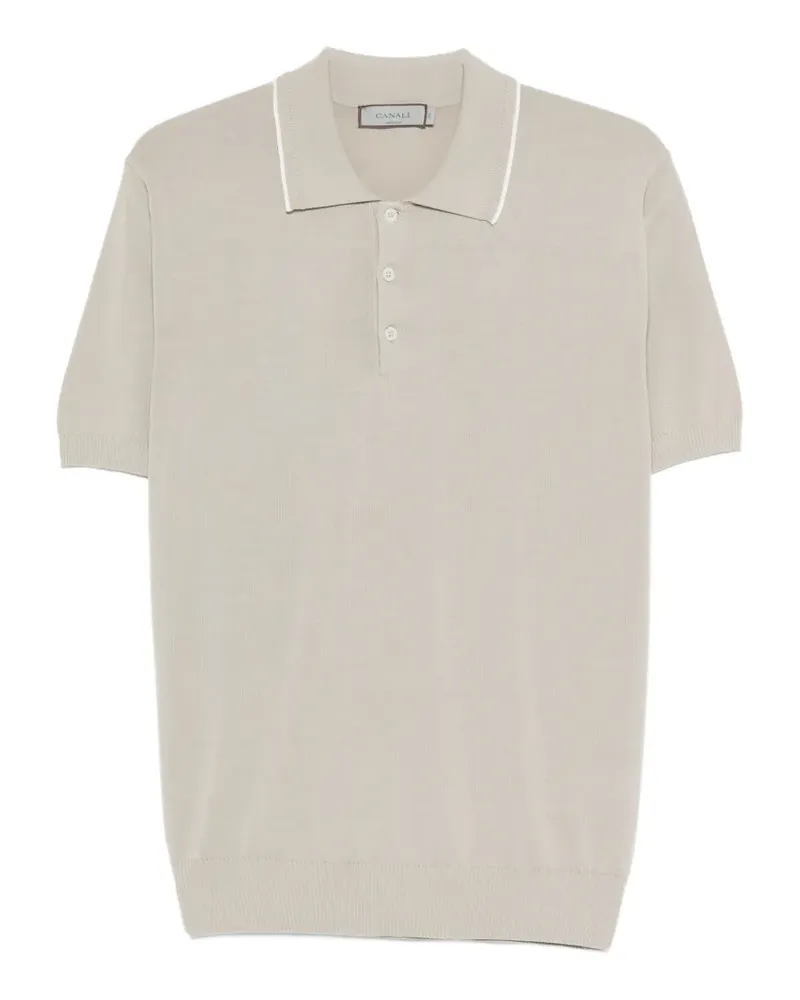 Canali ribbed piping polo shirt - Nude Nude
