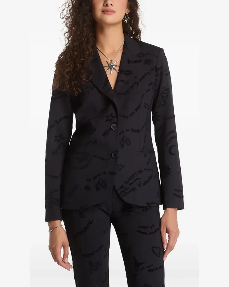 Desigual graphic-print button-up blazer - Schwarz Schwarz