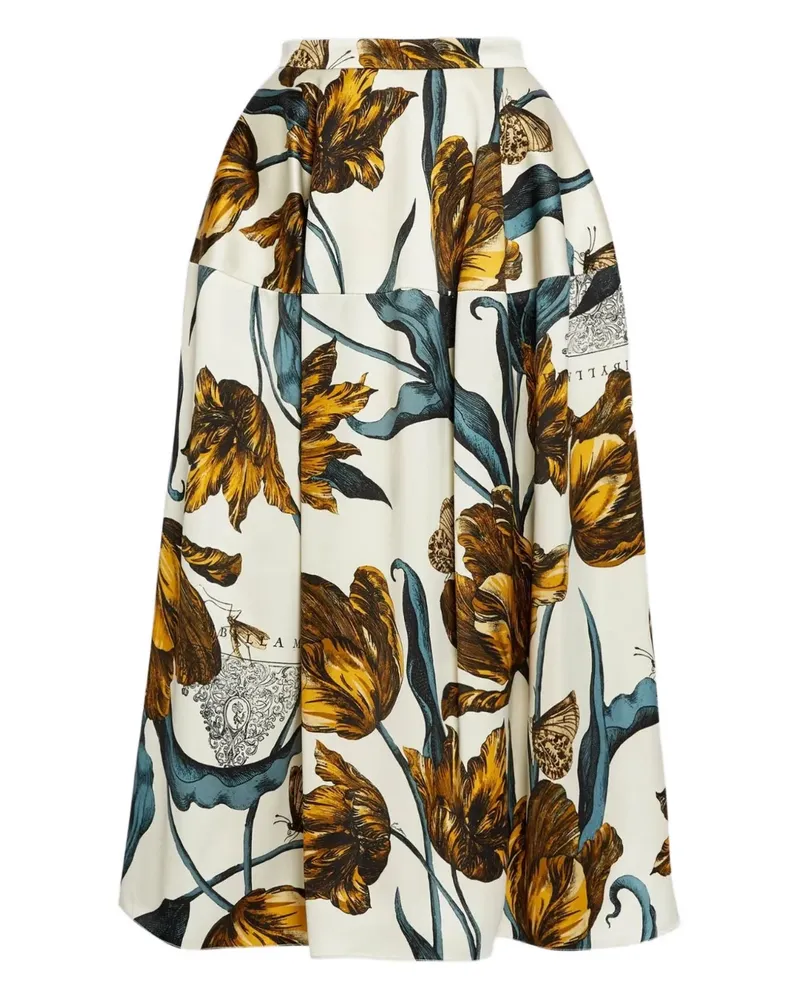 Erdem Midirock mit Blumen-Print - Nude Nude