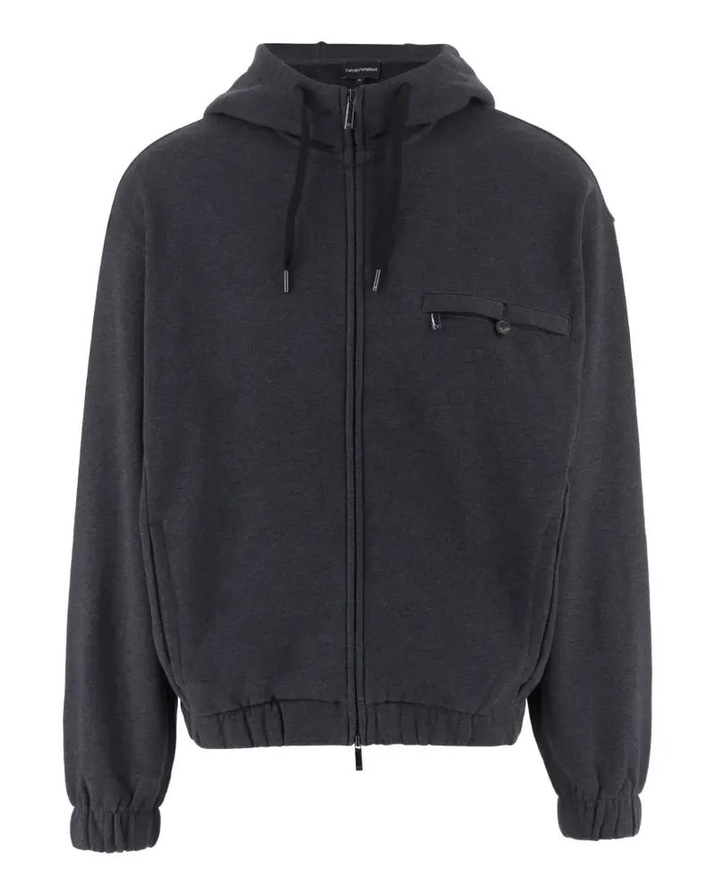 Emporio Armani logo-embroidered zip-up hoodie - Grau Grau