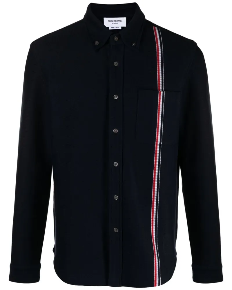 Thom Browne Hemdjacke mit RWB-Streifen - Blau Blau